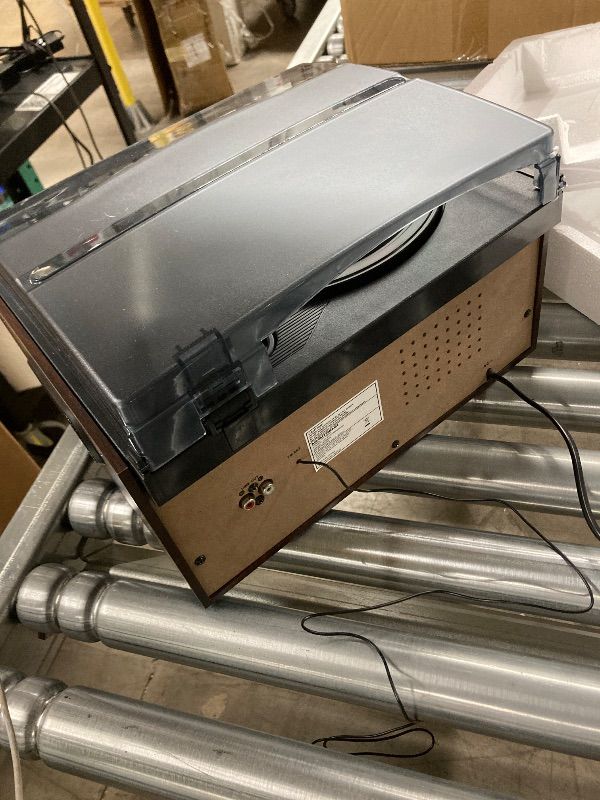 Photo 1 of ***SELLING AS PARTS ONLY -NON-FUNCTIONAL *** Record Player 9 in 1 3 Speed Bluetooth Vintage Turntable CD Cassette Vinyl Player AM/FM Radio USB/SD Playback Aux-in RCA Line-Out (Silver)  ***SOME SCUFFS/SCRATCHES***