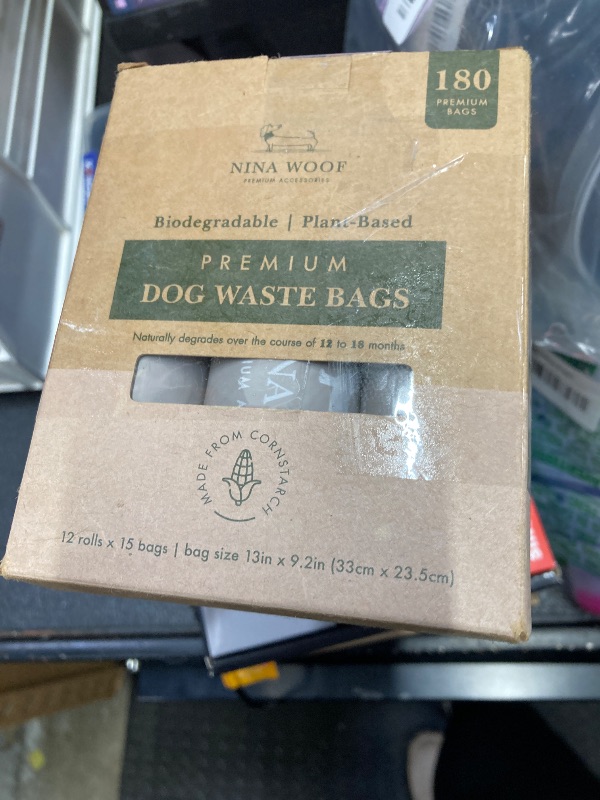 Photo 1 of 100% Certified Home Compostable and Biodegradable Dog Poop Bags - ASTM D6400 & EN 13432 Compliant Dog Waste Bags – 180 Bags – 12 x Rolls of Plant Based Compostable Waste Bags - Thick Doggie Poop Bags