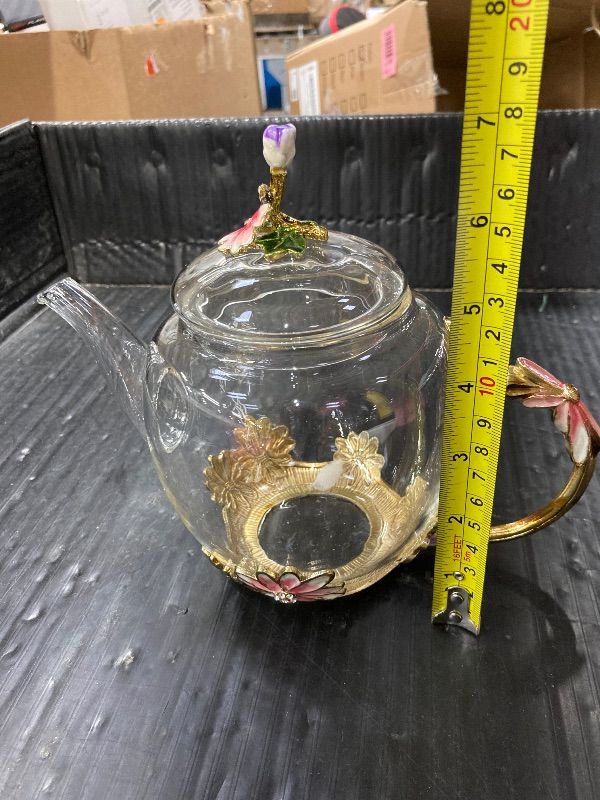 Photo 1 of ***INFUSER IS MISSING***Luka Tech 35OZ Enamel Glass Flower Teapot With Removable Loose Tea Leaf Infuser Tea Maker,Gifts For Women,Mom,Mothers Day,Christmas,Birthday,Valentines Day***INFUSER IS MISSING***