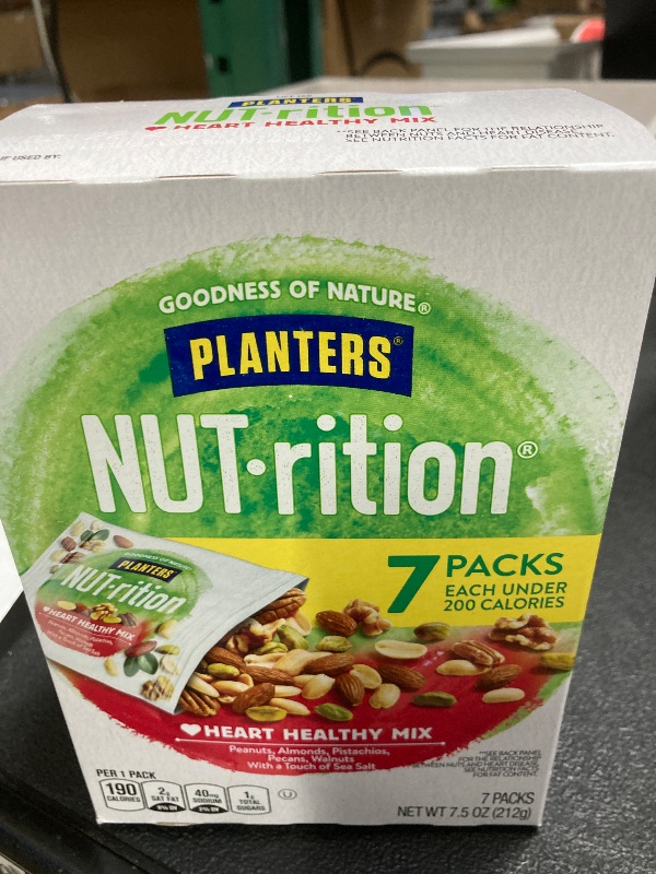 Photo 1 of (4 pack) PLANTERS NUT-RITION Heart Healthy Nut Mix, Shelf Stable, Plant Based Protein, 1 oz Plastic Package (7 Count)