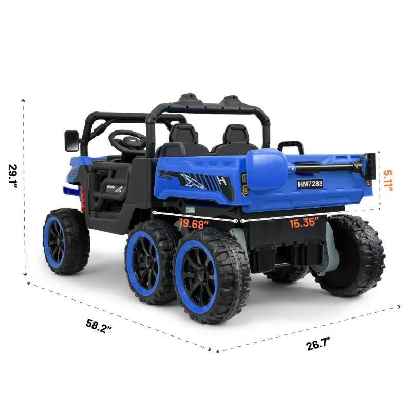 Photo 1 of ***MISSING PARTS***BKIRNP 24V 2 Seater Kids Ride on Car Truck, Ride on UTV W/,24 Volt Ride on Toys W/ Dump Bed/Shovel, LED Light, Music, Remote Control,6 Wheels Ride On Toys for Boys Girls Blue  ***MISSING PARTS***
***SOME DIRT RESIDUE, SCUFFS/SCRATCHES, 
