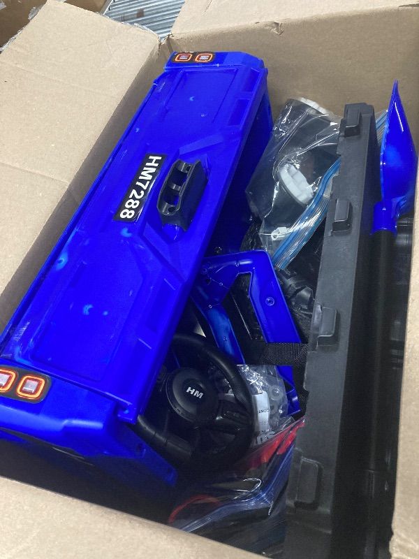Photo 1 of ***MISSING PARTS***BKIRNP 24V 2 Seater Kids Ride on Car Truck, Ride on UTV W/,24 Volt Ride on Toys W/ Dump Bed/Shovel, LED Light, Music, Remote Control,6 Wheels Ride On Toys for Boys Girls Blue  ***MISSING PARTS***
***SOME DIRT RESIDUE, SCUFFS/SCRATCHES, 