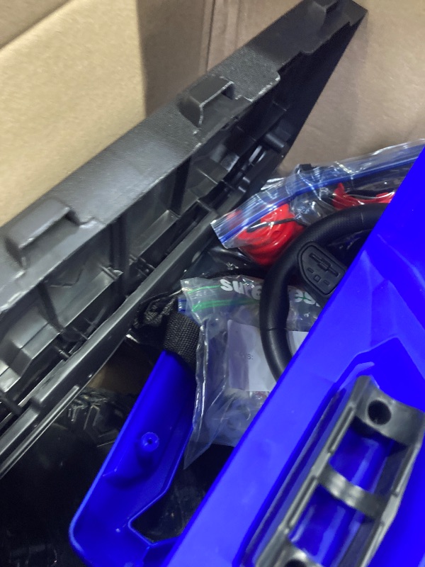 Photo 1 of ***MISSING PARTS***BKIRNP 24V 2 Seater Kids Ride on Car Truck, Ride on UTV W/,24 Volt Ride on Toys W/ Dump Bed/Shovel, LED Light, Music, Remote Control,6 Wheels Ride On Toys for Boys Girls Blue  ***MISSING PARTS***
***SOME DIRT RESIDUE, SCUFFS/SCRATCHES, 