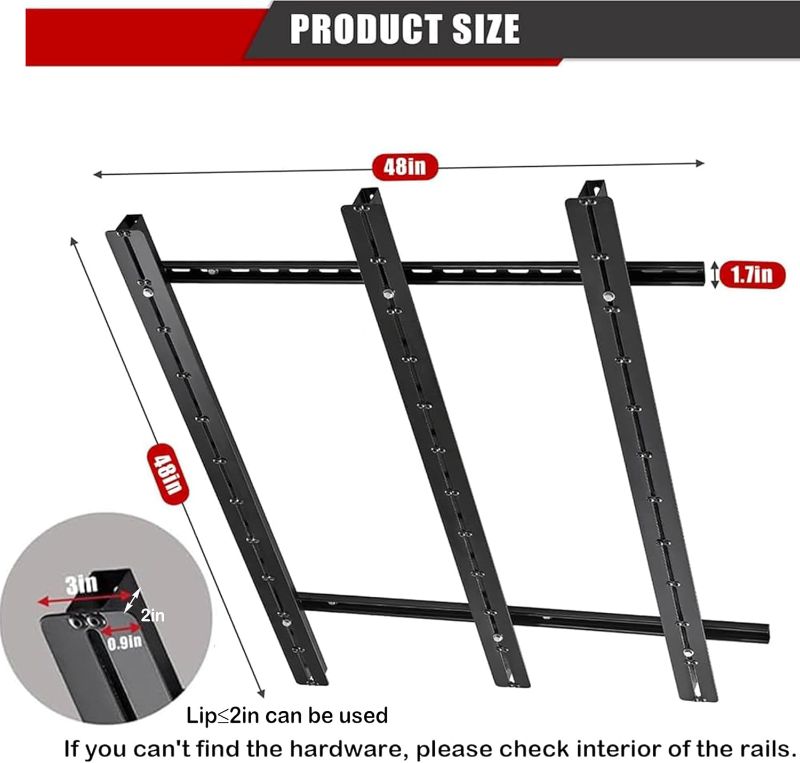 Photo 1 of ***HARDWARE NOT INCLUDED***Ultrawall Overhead Garage Storage Racks, Adjustable Garage Ceiling Storage Rack, Heavy Duty Garage Organizer Hanging Storage Rack for Most Storage Bins/Totes/Container, 48" x 48"***HARDWARE NOT INCLUDED***
