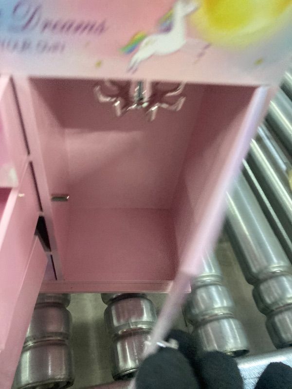 Photo 1 of ***DAMAGE -NON-FUNCTIONAL***  efubaby  Jewelry Box for Girls 5-Layer with Swing Door Ballerina Unicorn Theme Included Unicorn Jewelry Set Kids Birthday Gift for Girls Music Box Christmas Gifts Colorful*** NO MUSIC, NO SPINNING BALLERINA***SOME SCUFFS ON C