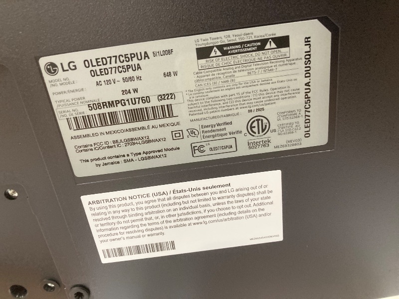 Photo 1 of **with scratches but is not a problem to use***LG 77-Inch Class OLED evo AI Super Upscaling 4K C5 Series Smart TV w/Dolby Atmos & Vision, HDR10, Filmmaker Mode, Wow Orchestra, Alexa Built-in (OLED77C5PUA, 2025)