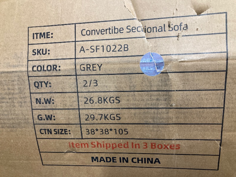 Photo 1 of ****Missing; boxes one and three, incomplete pieces***TRUNBACK 132" U Shaped Couch, Oversized Modular Sectional Sofa with Chaise, Corduroy U Shaped Couch with Deep Seat, Boneless Couches for Living Room, No Assembly Required, Gray