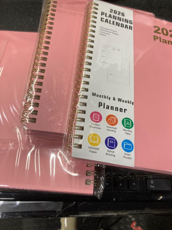 Photo 1 of ++3 PACK++Timart 2026 Planner, Weekly and Monthly Planner, January 2026 - December 2026 Agenda Book, Hardcover 2026 Calendar Planner Book with Tabs, Inner Pocket for Women, Perfect for Office School Home Supplies, A5 (6.3" x 8.5")-Pink