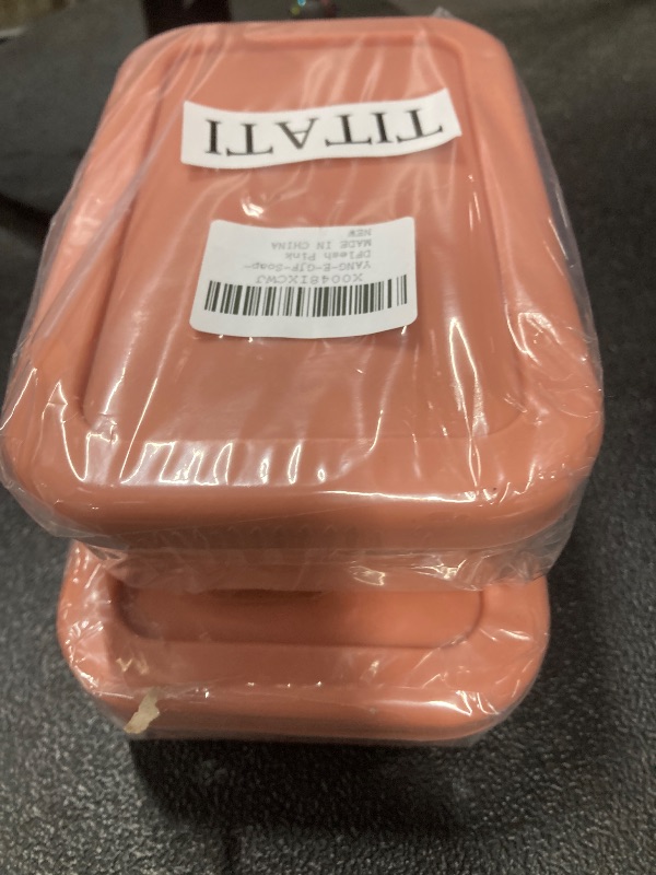 Photo 1 of ++2 PAXK++TITATI Travel Soap Container, Travel Soap Case for Dr. Squatch, Square Soap Holder, Silicone Soap Holder with Drainage Tray, Portabel Shampoo Bar Case for Shower, Travel, Camp, Gym(Flesh Pink)
