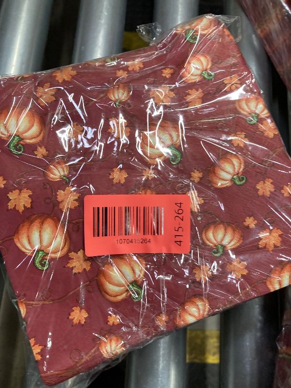 Photo 1 of 100pcs Thanksgiving Pumpkin Paper Napkins Fall Disposable Napkins Autumn Luncheon Dinner Napkins Fall Cocktail Napkins for Harvest Holiday Party Decorations