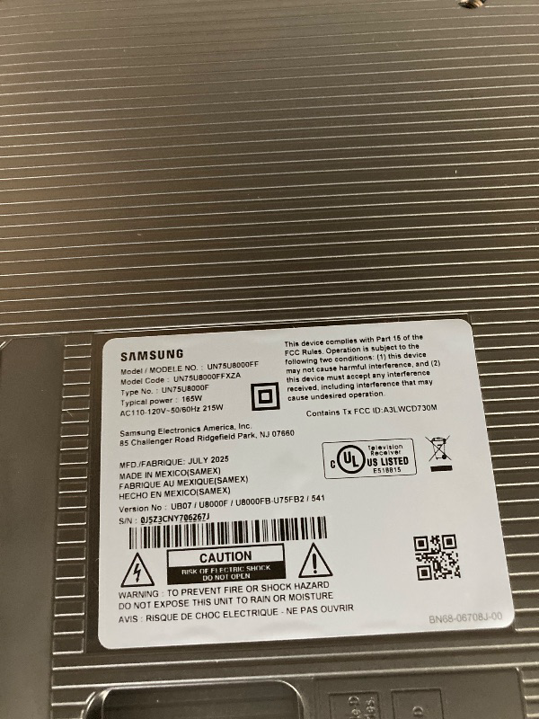Photo 1 of  NO RETURNS ACCEPTED
Samsung 75-Inch Class Crystal UHD U8000F 4K Smart TV (2025 Model) Endless Free Content, Crystal Processor 4K, MetalStream Design, Knox Security, Alexa Built-in