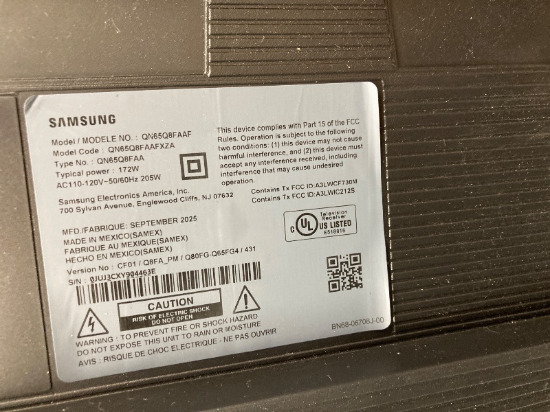 Photo 1 of  NO RETURNS ACCEPTED
Samsung 65-Inch Class QLED Q8F 4K UHD Smart TV (2025 Model) Q4 AI Processor, 100% Color Volume with Quantum Dot, AirSlim Design, Endless Free Content, Samsung Vision AI, Alexa Built-in
