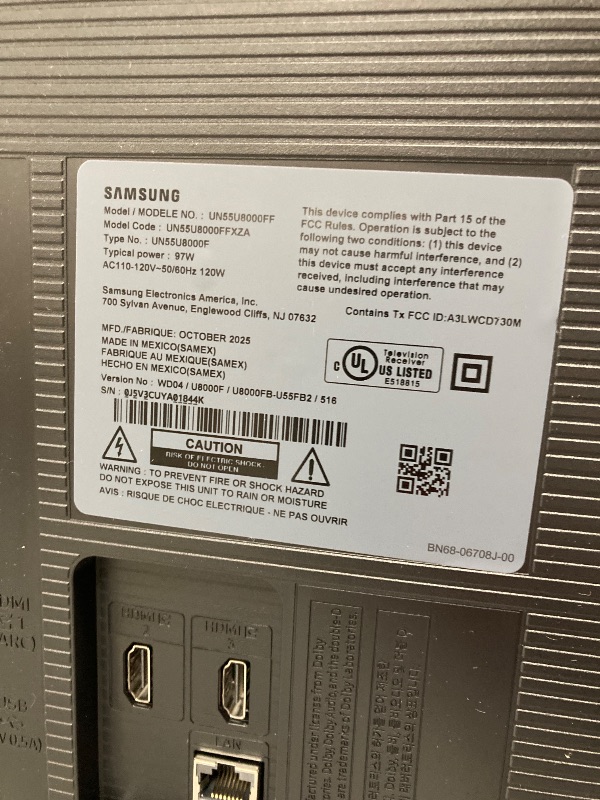 Photo 1 of  NO RETURNS ACCEPTED
  Samsung 55-Inch Class Crystal UHD U8000F 4K Smart TV (2025 Model) Endless Free Content, Crystal Processor 4K, MetalStream Design, Knox Security, Compatible with Alexa