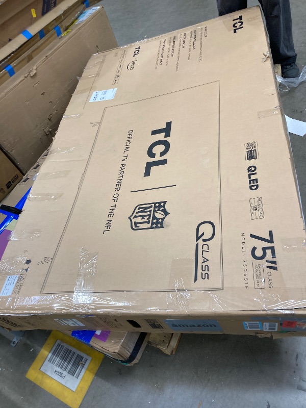 Photo 1 of   NO RETURNS ACCEPTED
TCL 75-Inch Class Q65 QLED 4K Smart TV with Fire TV (75Q651F, 2024 Model), Dolby Vision and Atmos, HDR PRO+, Alexa Built-in with Voice Remote, Apple AirPlay 2 Compatibility, Streaming Television