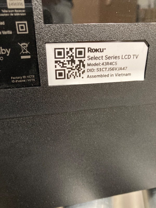 Photo 1 of   NO RETURNS ACCEPTED
Roku Smart TV 2025 – 43-Inch Select Series, 4K HDR TV – RokuTV with Enhanced Voice Remote – Flat Screen LED Television with Wi-Fi for Streaming Live Local News, Sports, Family Entertainment