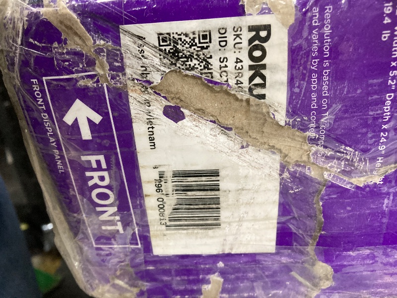 Photo 1 of NO RETURNS ACCEPTED
Roku Smart TV 2025 – 43-Inch Select Series, 4K HDR TV – RokuTV with Enhanced Voice Remote – Flat Screen LED Television with Wi-Fi for Streaming Live Local News, Sports, Family Entertainment