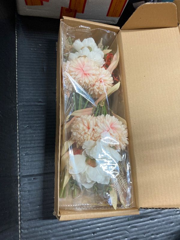 Photo 1 of ***VASE NOT INCLUDED***cn-Knight 2pcs Boho Style Artificial Flower Bouquets,17 Inch Bohemian Style Fall Flower Wedding Bouquets for Bridal Bridesmaid,Rustic Home Décor Centerpiece(Champagne Color Scheme)***VASE NOT INCLUDED***