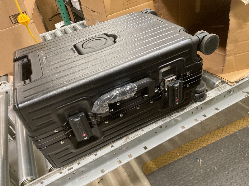 Photo 1 of *Issue opening the locks* VentureVault Carry On Luggage 20 Inch, Aluminum Frame Zipperless Luggage, ABS+PC Hard Shell Suitcases, Carry On with Compartment for Short Trips, Suitcase Carry-on TSA Approved (Black)