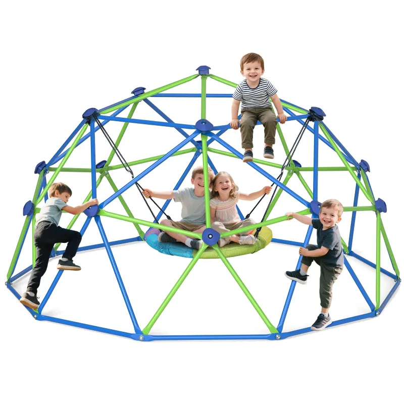 Photo 1 of 10FT Climbing Dome with Swing Set, Kids Dome Climber Jungle Gym Outdoor Play Toddler Play Set for Ages 3-10, Supports up to 880lbs
