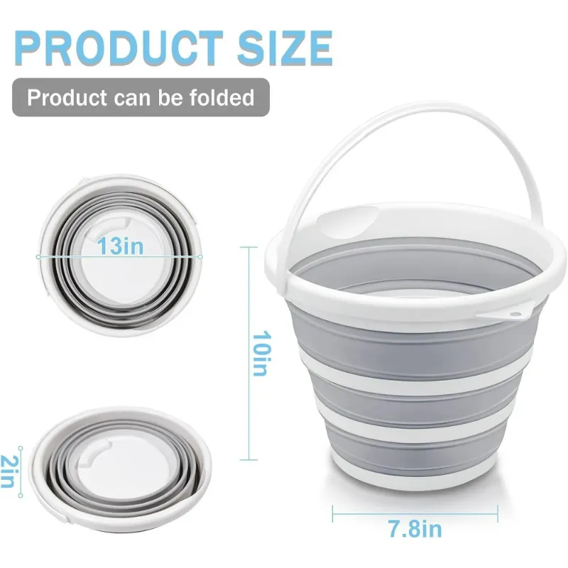 Photo 1 of *Dirty* FAKYFJ Collapsible Bucket - 2.6 Gallon (10L) Large Capacity, Essential for Camping,RV, Garden Cleaning, Car Washing, Fishing, Multi-Purpose Durable Portable Buckets, Easy Storage
