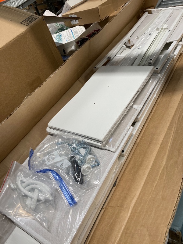 Photo 1 of *Minor damaged to flat drawer piece* edx 7 Drawer Dresser for Bedroom, 47.2" Fabric Drawers with Wood Top Metal Frame, Wide Storage Organizer for Closet, Hallway & Living Room, White
