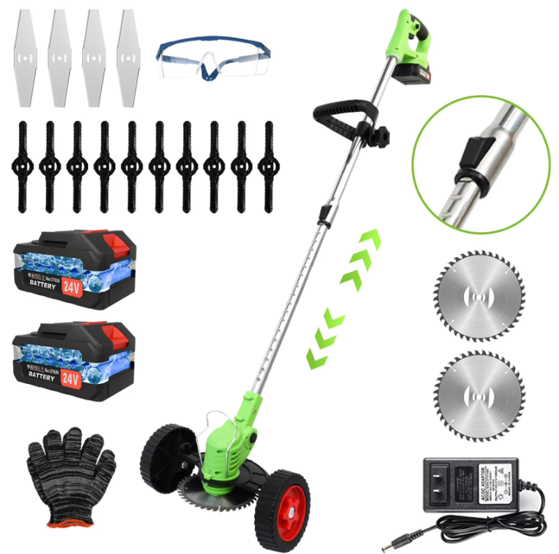 View 1 of *Dirty* 24V 650W Electric Grass Trimmer With Battery, Cordless Weed Eater with Wheels, Electric Weed Wacker, Lawn Mower Cordless Pruning Cutter Weed Wacker Garden Trimming Tool
