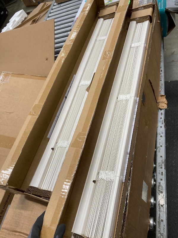 Photo 1 of *2 sets* Mainstays 1" Cordless Vinyl Light Filtering Mini Blinds, White, 34" W x 64" L
