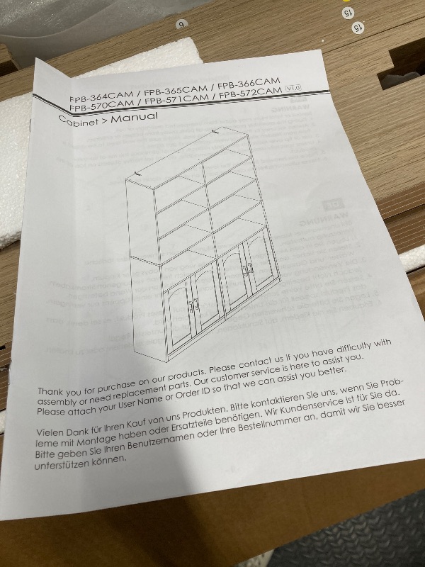 Photo 1 of *Board bent in middle* Homfa 73? Tall Bookcases with Doors, 8 Cubes 6-Tier Double Row Bookshelf, Bookcase for Living Room Home Office, Light Oak
