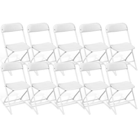 Photo 1 of *Dirty* Furnibear 10 Pack Plastic Folding Chairs Foldable Chair Set, 350 lbs Capacity, White
