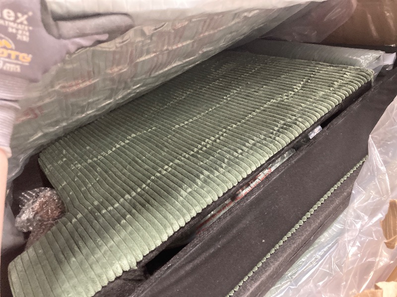 Photo 1 of *Damage to box* 87" Corduroy Sofa,3 Seater Sofa with Extra Deep Seats,Neche Comfy Upholstered Couch for Living Room,2 Pillows,Green