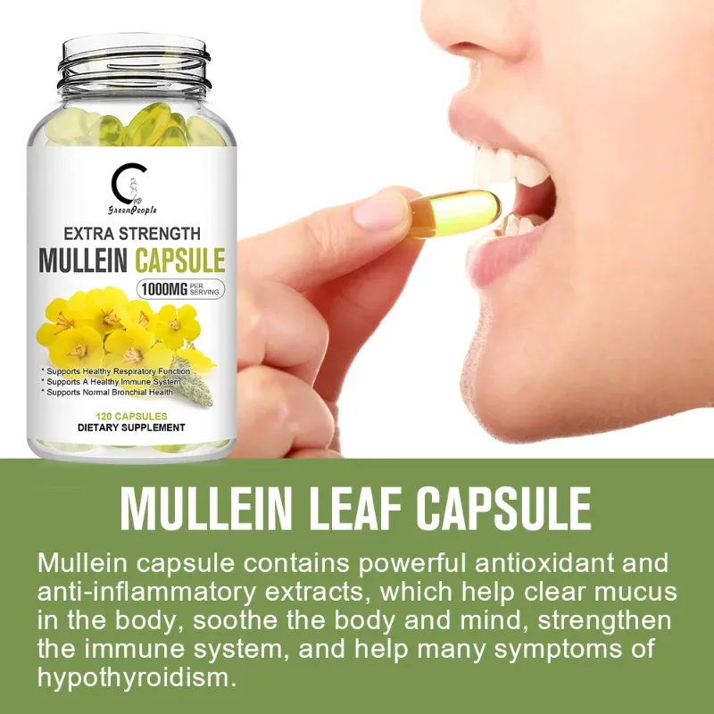 Photo 1 of (2 PACK) Greenpeople Mullein Leaf 1000mg, Support Respiratory System Health, Lung Cleansing and Detoxification, 240 Capsules