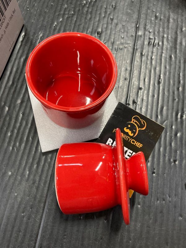 Photo 1 of ***MISSING BUTTER KNIFE***PriorityChef Butter Crock with Lid with Water Line, Ceramic French Butter Dish to Leave On Counter, Red***MISSING BUTTER KNIFE***