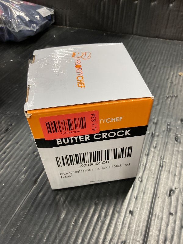 Photo 1 of ***MISSING BUTTER KNIFE***PriorityChef Butter Crock with Lid with Water Line, Ceramic French Butter Dish to Leave On Counter, Red***MISSING BUTTER KNIFE***