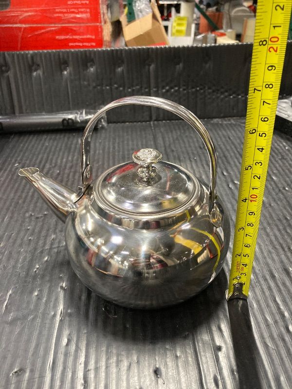 Photo 1 of ***VERY THIN & LIGHTWEIGHT***Hemoton Stainless Steel Tea Kettle with Infuser 40Oz Stove Top Water Kettle for Home and Outdoor Use Non-Magnetic Whistling Small Tea Pot***VERY THIN & LIGHTWEIGHT***
