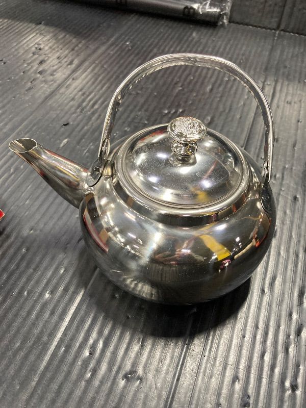 Photo 1 of ***VERY THIN & LIGHTWEIGHT***Hemoton Stainless Steel Tea Kettle with Infuser 40Oz Stove Top Water Kettle for Home and Outdoor Use Non-Magnetic Whistling Small Tea Pot***VERY THIN & LIGHTWEIGHT***
