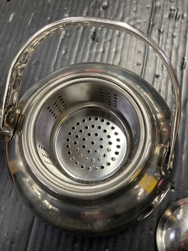 Photo 1 of ***VERY THIN & LIGHTWEIGHT***Hemoton Stainless Steel Tea Kettle with Infuser 40Oz Stove Top Water Kettle for Home and Outdoor Use Non-Magnetic Whistling Small Tea Pot***VERY THIN & LIGHTWEIGHT***