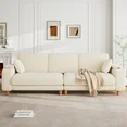 Photo 1 of 101" Corduroy Sofa,24" Extra Deep Seat Couch with Wide Storage Armchair,Comfy Upholstered Oversized Loveseat with Cup Holder,2 Pillows,Beige