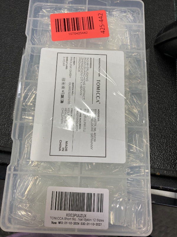 Photo 1 of ****** 2 PACK****** TOMICCA Short Square Nail Tips, 504Pcs Clear Press on Nails Square Full Cover Nail Tips Clear False Press on Nails, Soft Tips for Gel Nail Extension DIY Nail Salon 12 Sizes