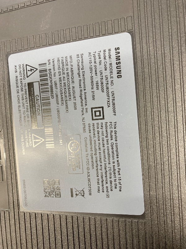 Photo 1 of ******NO RETURN ****** NO REFUND********NO TURN ON*****ONLY FOR PARTS*******Samsung 75-Inch Class Crystal UHD U8000F 4K Smart TV (2025 Model) Endless Free Content, Crystal Processor 4K, MetalStream Design, Knox Security, Alexa Built-in