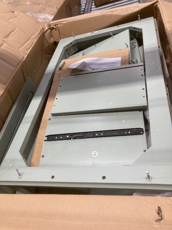 Photo 1 of ***Damaged***Christopher Knight Home Supah 30" Bathroom Vanity with Ceramic Sink, Rubberwood Frame, One Door with Shelf and Three Drawers, Storage Cabinet, Toilet Organizer, Soft Close Door, Light Green***Damaged***