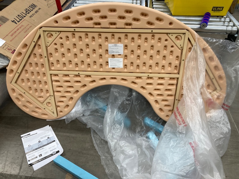 Photo 1 of **Missing Legs**EMMA + OLIVER 35" Wx65 L Half-Moon Natural Plastic Adjustable Activity Table-School Table for 8