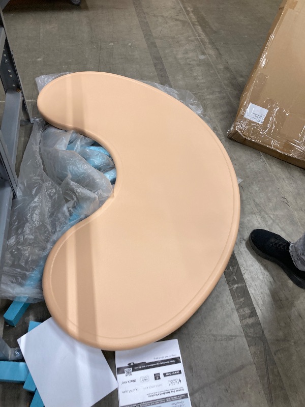 Photo 1 of **Missing Legs**EMMA + OLIVER 35" Wx65 L Half-Moon Natural Plastic Adjustable Activity Table-School Table for 8