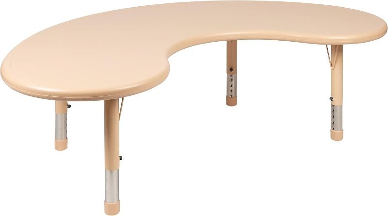 Photo 1 of **MISSING LEGS***Flash Furniture Wren 35"W x 65"L Half-Moon Natural Plastic Height Adjustable Activity Table