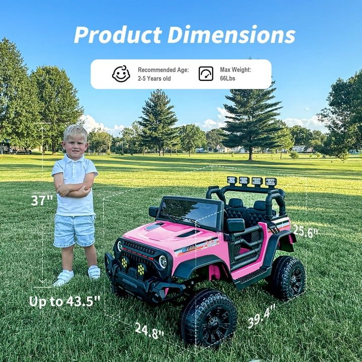 Photo 1 of ***No remote***Hikiddo Kids Ride on Truck Car, 12V Ride on Toy Electric Cars for Kids w/ Remote, Bluetooth - Pink