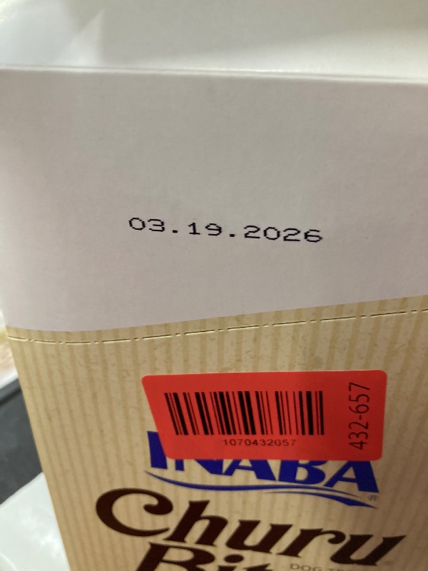 Photo 1 of **MISSING ONE PACK OF 8***INABA Churu Bites for Dogs, Grain-Free, Soft/Chewy Baked Chicken Wrapped Churu Filled Dog Treats, 0.42 Ounces Each Tube | 48 Tubes Total (8 Tubes per Pack), Chicken with Cheese Recipe