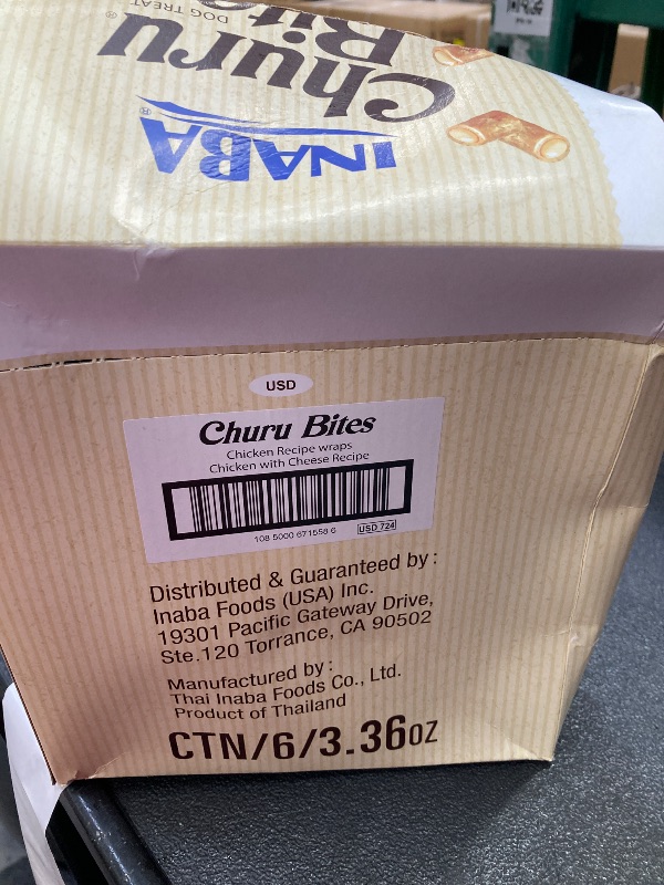 Photo 1 of **MISSING ONE PACK OF 8***INABA Churu Bites for Dogs, Grain-Free, Soft/Chewy Baked Chicken Wrapped Churu Filled Dog Treats, 0.42 Ounces Each Tube | 48 Tubes Total (8 Tubes per Pack), Chicken with Cheese Recipe