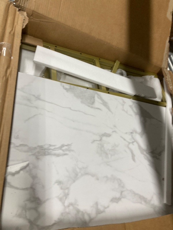 Photo 1 of ***Selling for Parts only***Garvee Small Dining Table Set for 2 with Upholstered Bar Stools, Counter Height Kitchen Table Set with 3 Storage Shelves, Bar Table and Chairs Set for Studio, Apartment, Small Spaces, Marble White