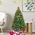 Photo 1 of 4.5ft Pre- Artificial Christmas Tree Prelighted Fake Xmas Tree with Foldable Metal Stand,350 Branch Tips,100 Warm White Lights,Green