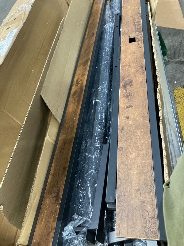 Photo 1 of ***NO HEADBOARD OR FOOTBOARD*NO HARDWARE***Fluest Queen Bed Frame with 2-Tier Storage Headboard, Metal Bed Frame with Storage Drawers & Built-in Charging Station & LED, Noise-Free, No Box Spring Needed, Easy Assembly, Rustic Grey***NO HEADBOARD OR FOOTBOA