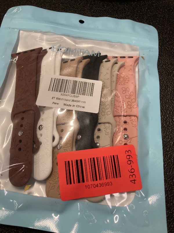 Photo 1 of 6 Pack Floral Engraved Silicone Bands Compatible for Apple Watch Band 38mm 40mm 41mm 42mm 44mm 45mm 46mm 49mm Women,Flower Sport Straps for iWatch Series 10 9 8 se Ultra 7 6 5 4 3 2